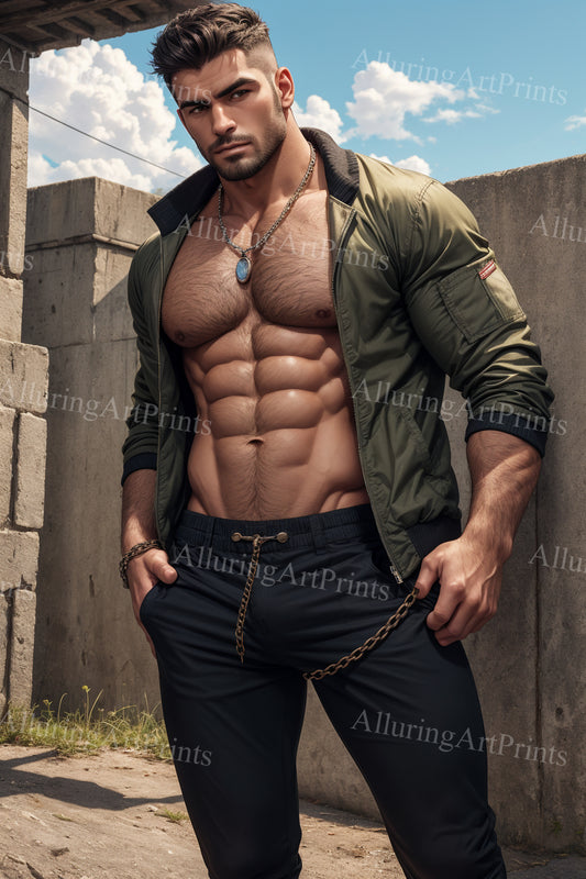 Male Model Muscular Digital Art AI Fantasy - 167B