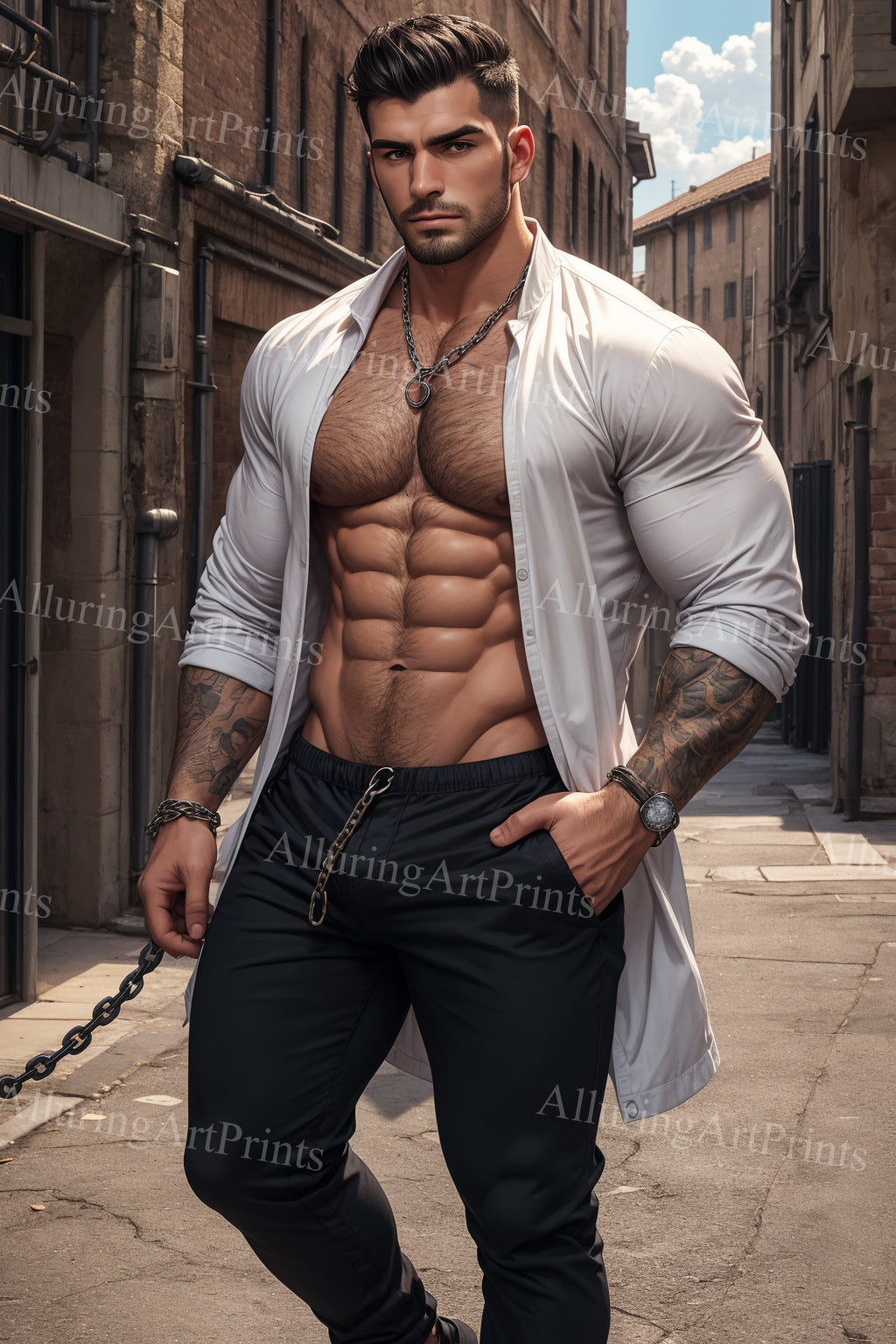 Male Model Muscular Digital Art AI Fantasy - 170B