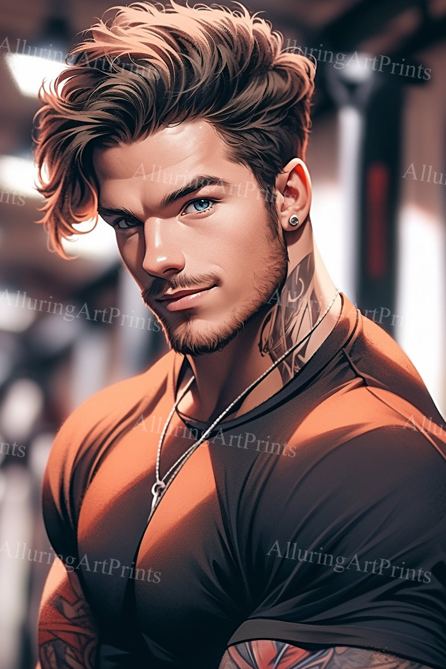 Male Model Muscular Digital Art AI Fantasy - 213B