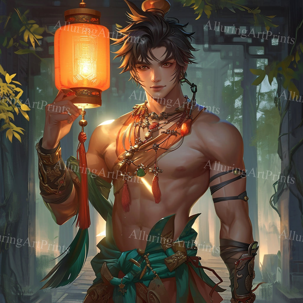 Male Model Muscular Digital Art AI Fantasy - 214B