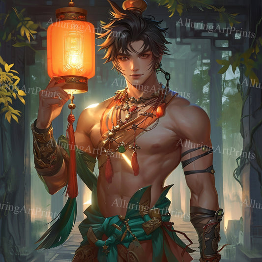 Male Model Muscular Digital Art AI Fantasy - 214B