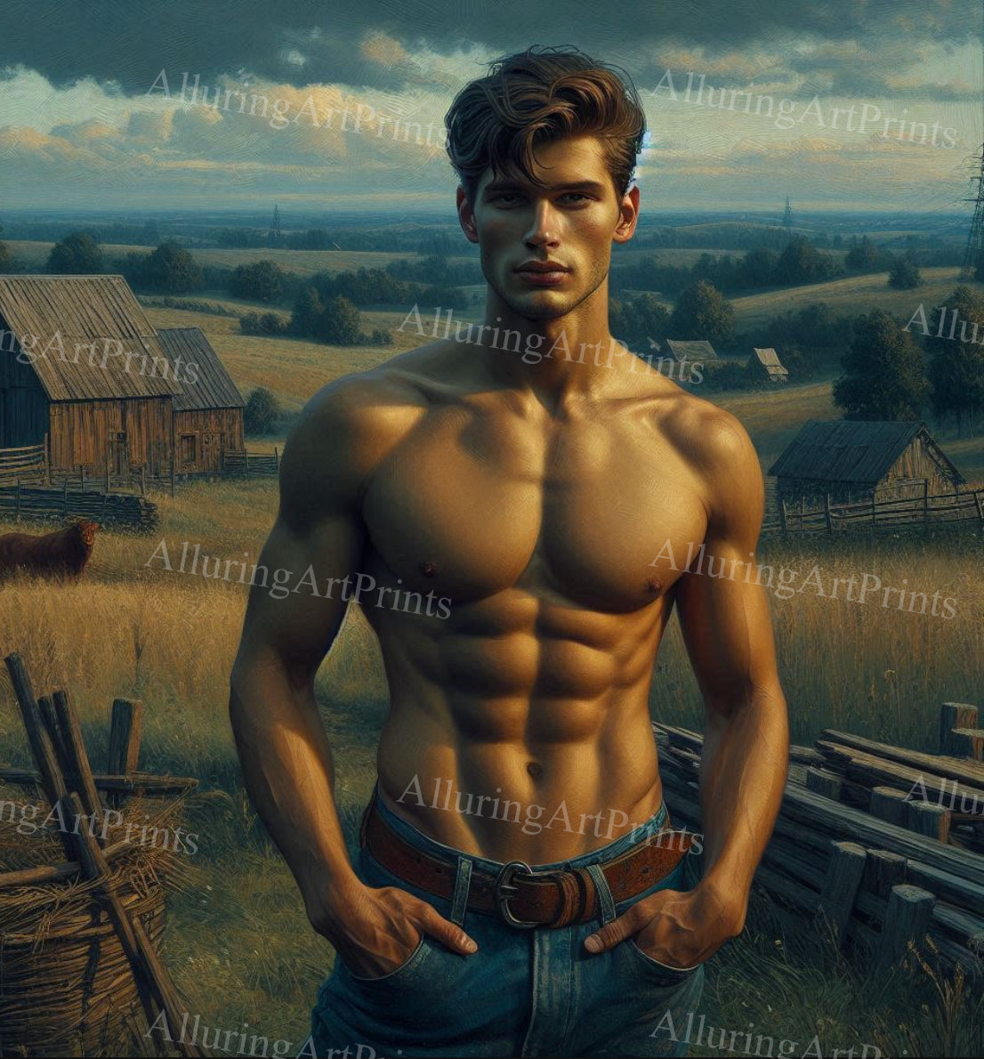 Male Model Muscular Digital Art AI Fantasy - 26B