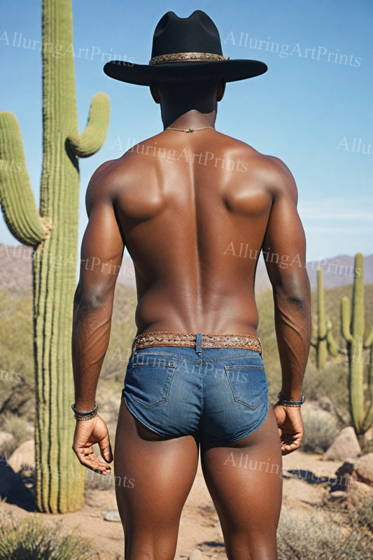 Black Male Model Cowboy Buns Muscular - 260B