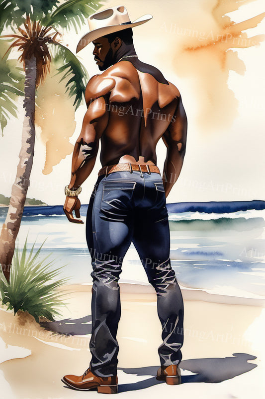 Black Male Model Muscular Buns Digital Art AI Fantasy - 273B