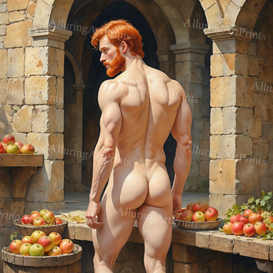 Nude Male Model Muscular College Buns Digital Art AI Fantasy - 336B