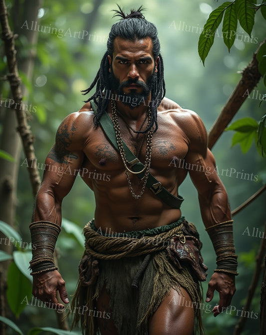 Male Model Muscular Hairy Digital Art AI Fantasy - 346B