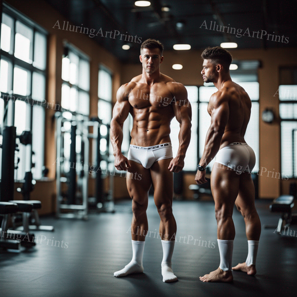 Male Models Muscular Workout Gym Digital Art AI Fantasy - 382B