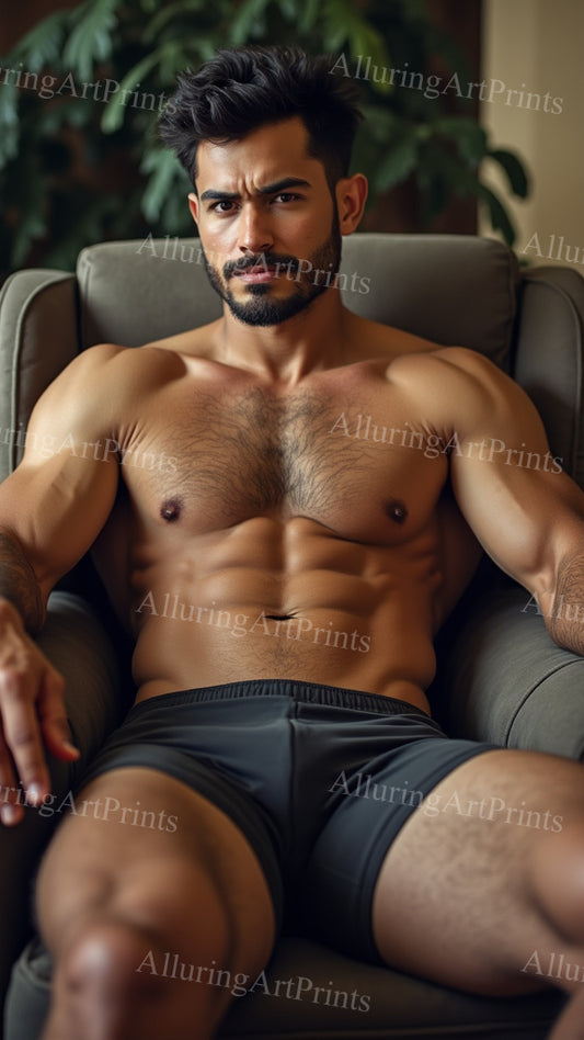 Male Model Muscular Hairy Digital Art AI Fantasy - 405B