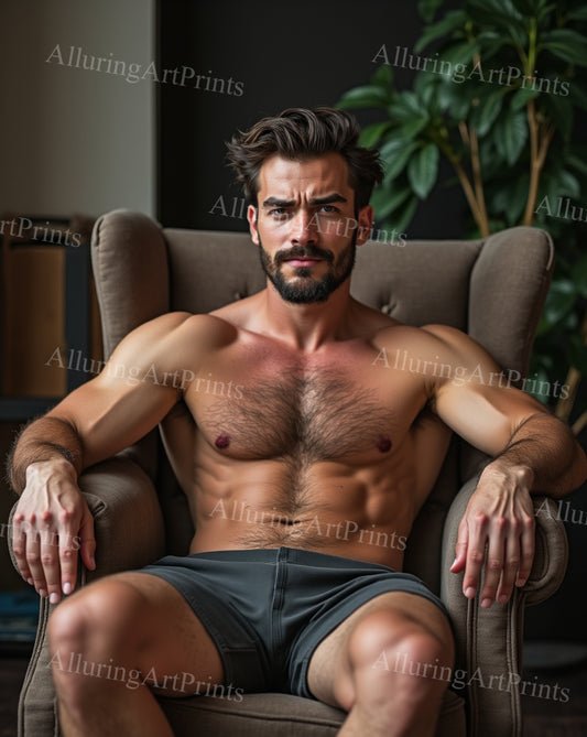 Male Model Muscular Hairy Digital Art AI Fantasy - 407B
