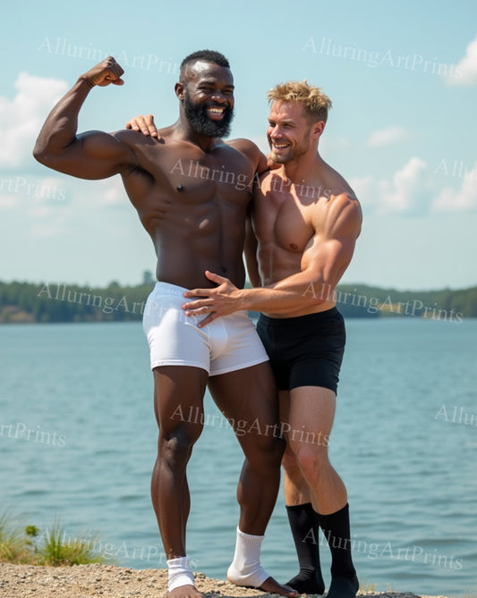 Black Male Models Muscular Digital Art AI Fantasy - 433B