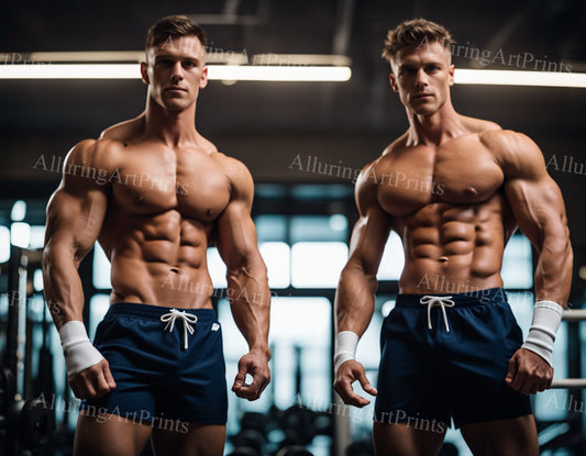 Male Models Muscular Workout Digital Art AI Fantasy - 438B
