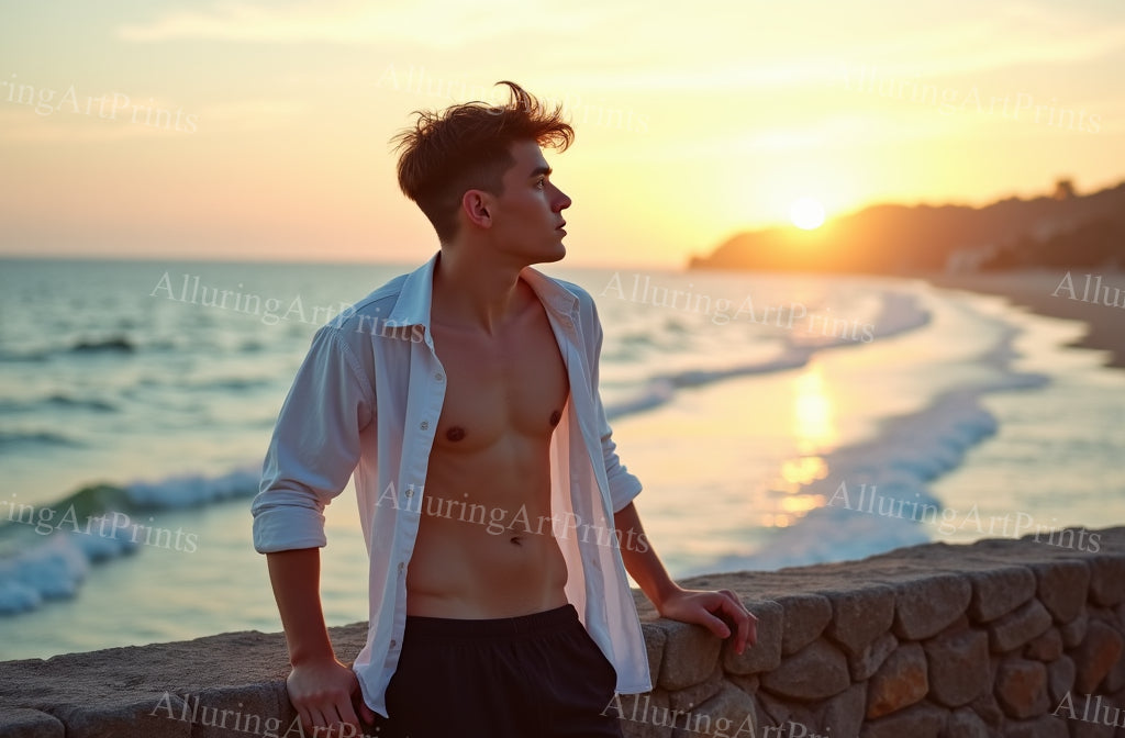 Male Model Muscular College Digital Art AI Fantasy - 441B