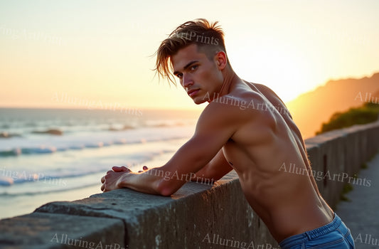 Male Model Muscular College Digital Art AI Fantasy - 442B