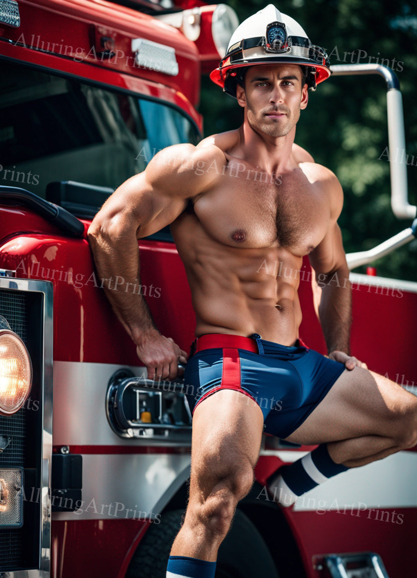 Male Model Muscular Hairy Digital Art AI Fantasy - 448B