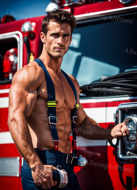 Male Model Muscular Hairy Digital Art AI Fantasy - 449B