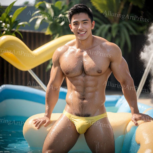 Asian Male Model Muscular Digital Art AI Fantasy - 45B