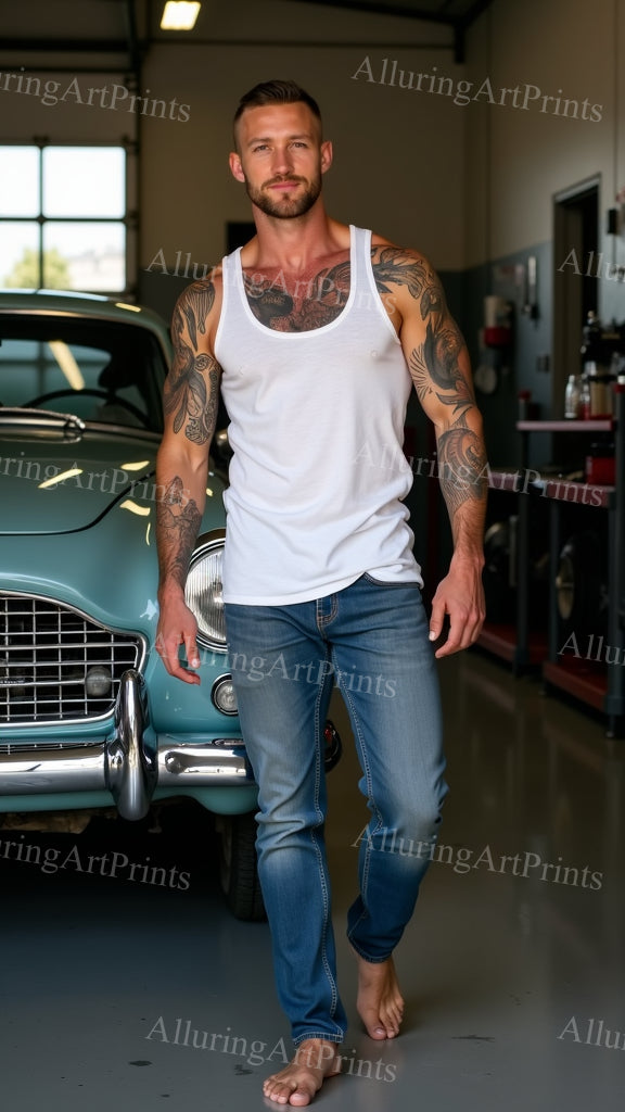 Male Model Muscular Tattoo Digital Art AI Fantasy - 460B