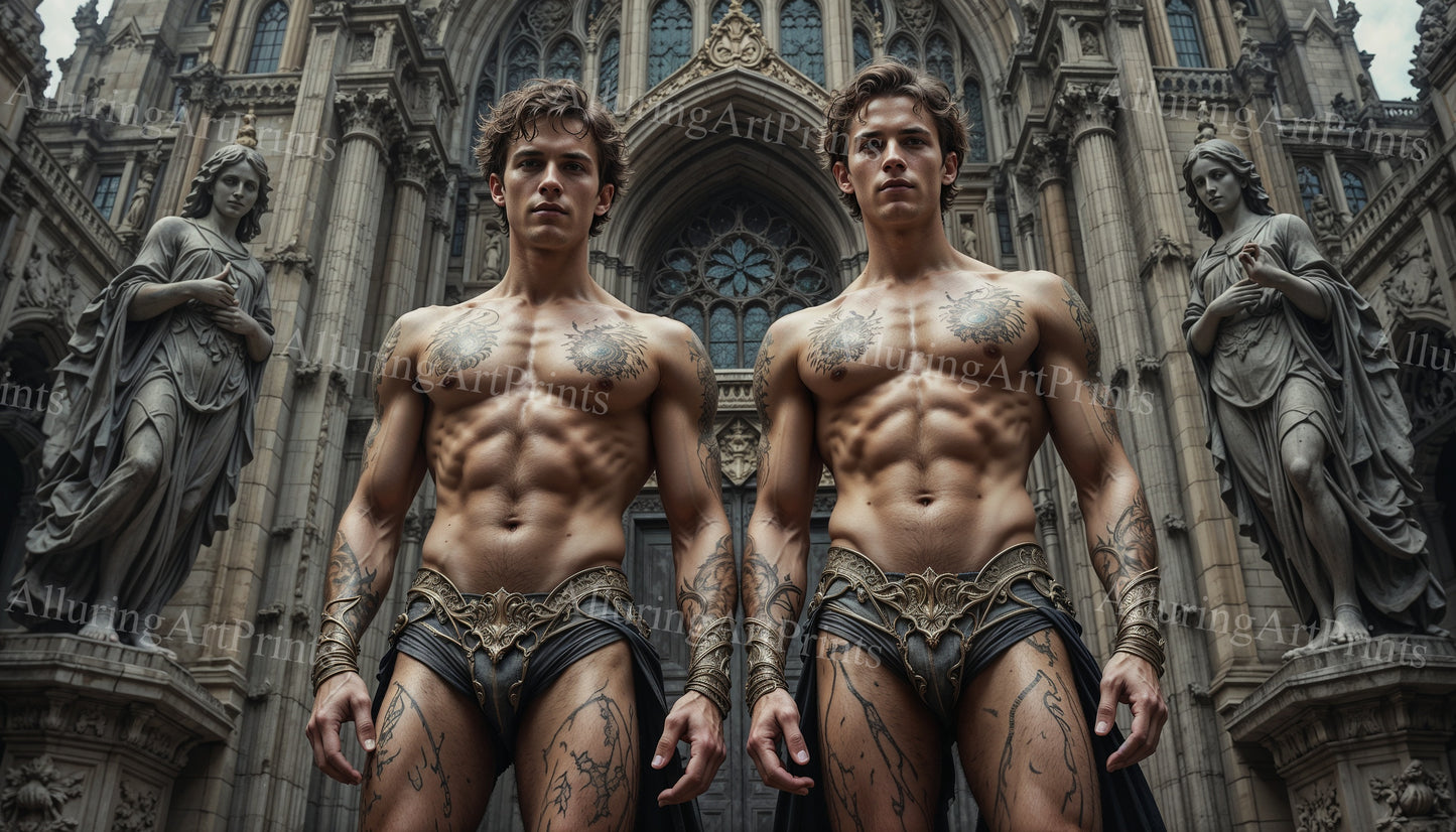 Male Models Muscular College Digital Art AI Fantasy - 522B