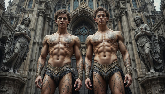 Male Models Muscular College Digital Art AI Fantasy - 522B