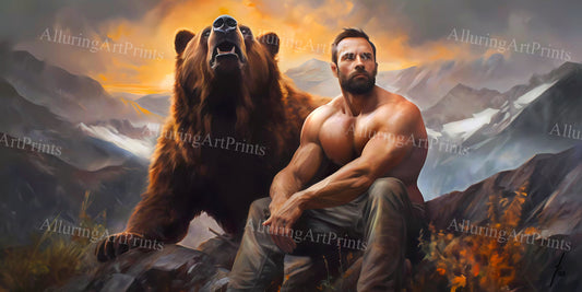 Male Model Muscular Digital Art AI Fantasy - 558B