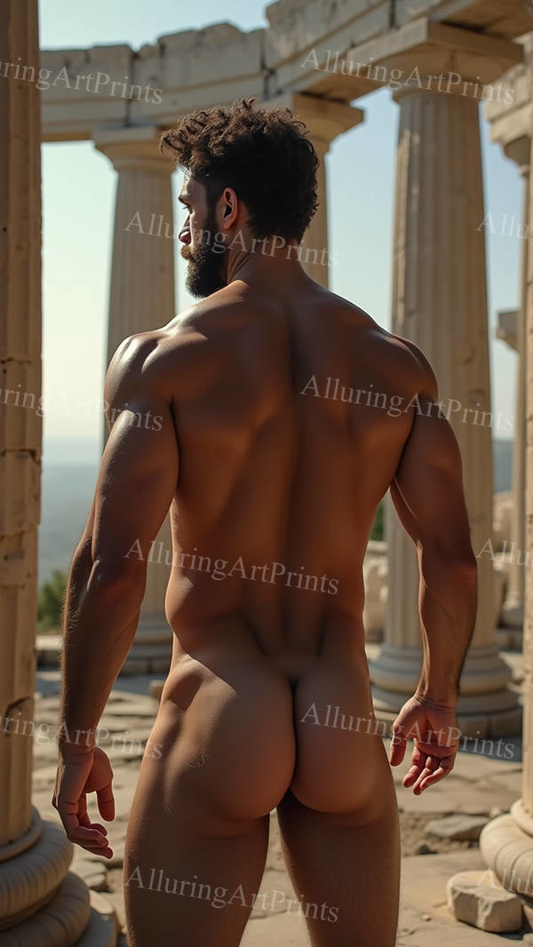 Nude Male Model Muscular Buns Digital Art AI Fantasy - 562B