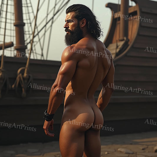 Nude Male Model Muscular Buns Digital Art AI Fantasy - 563B
