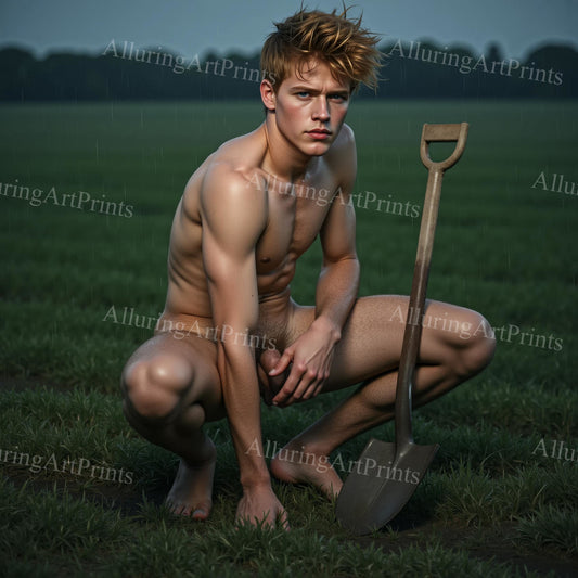 Nude Male Model Muscular College Digital Art AI Fantasy - 587B