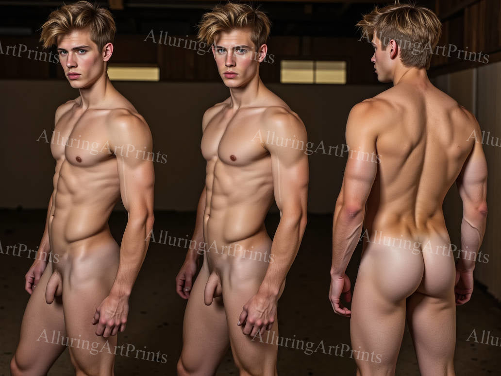 Nude Male Model Muscular College Digital Art AI Fantasy - 592B