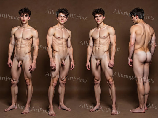 Nude Male Model Muscular College Digital Art AI Fantasy - 595B