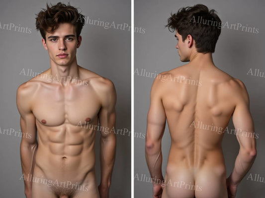 Nude Male Model Muscular College Digital Art AI Fantasy - 597B