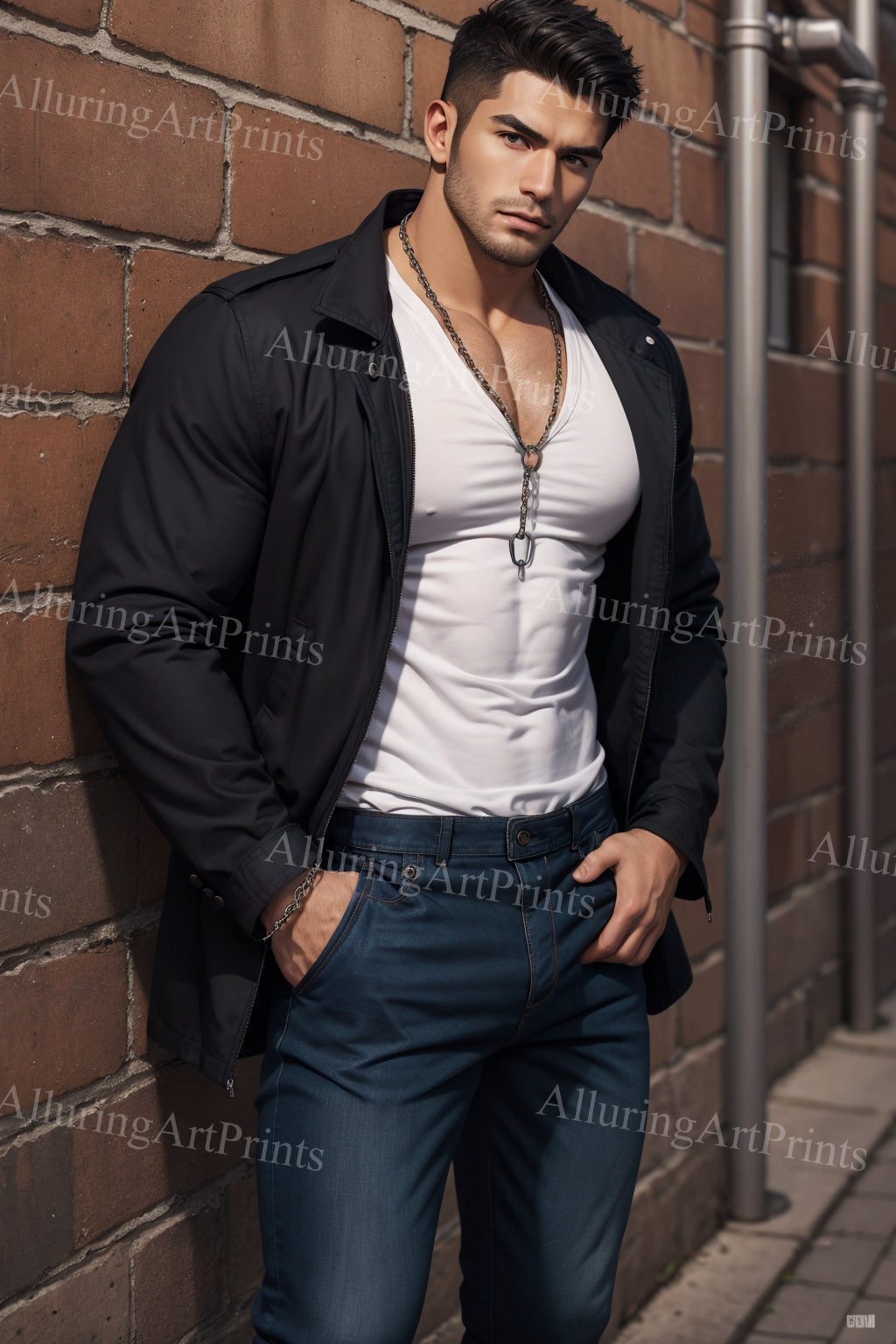 Male Model Muscular Digital Art AI Fantasy - 60B