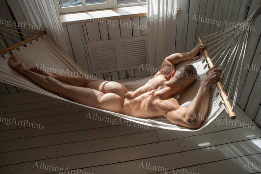 Nude Male Model Muscular Buns Digital Art AI Fantasy - 601B