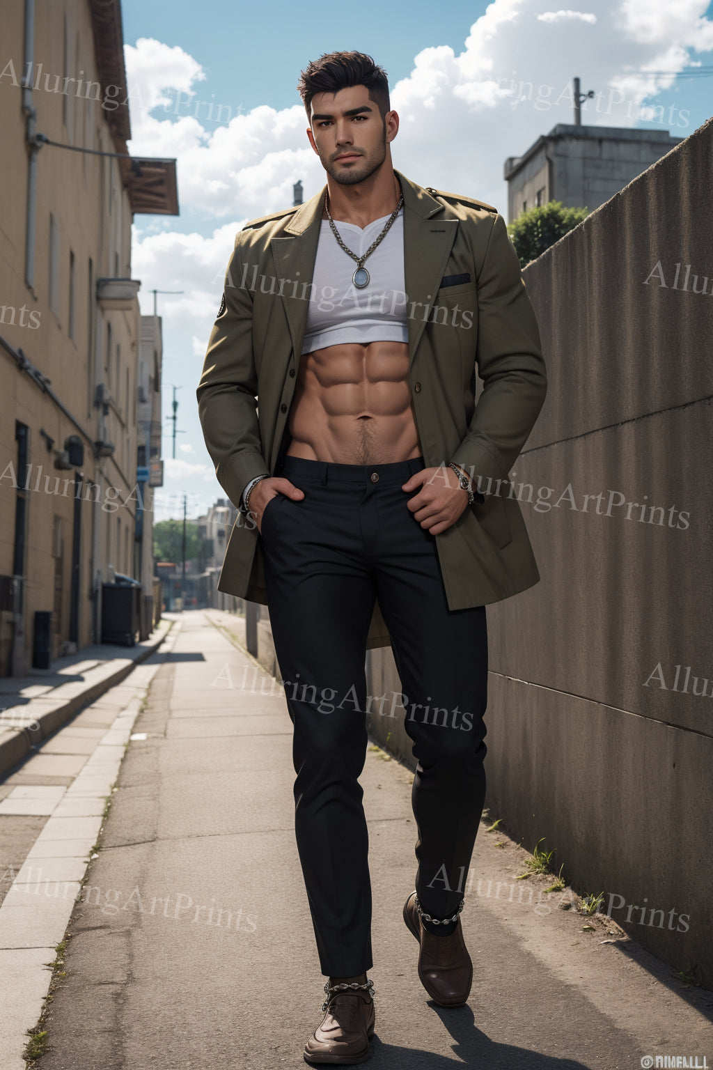 Male Model Muscular Digital Art AI Fantasy - 66B