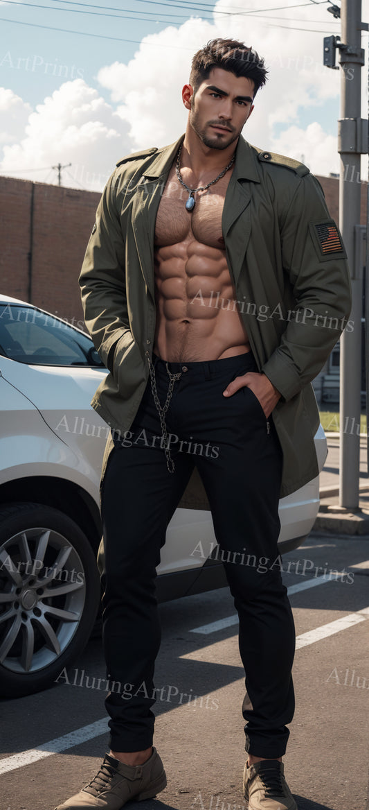 Male Model Muscular Digital Art AI Fantasy - 76B