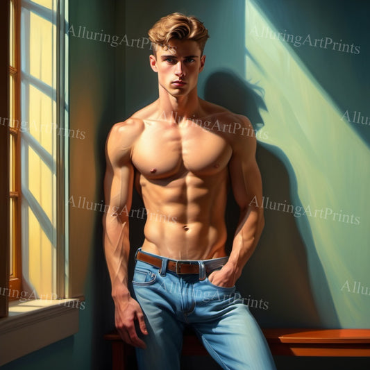 Male Model Muscular College Digital Art AI Fantasy - 848B