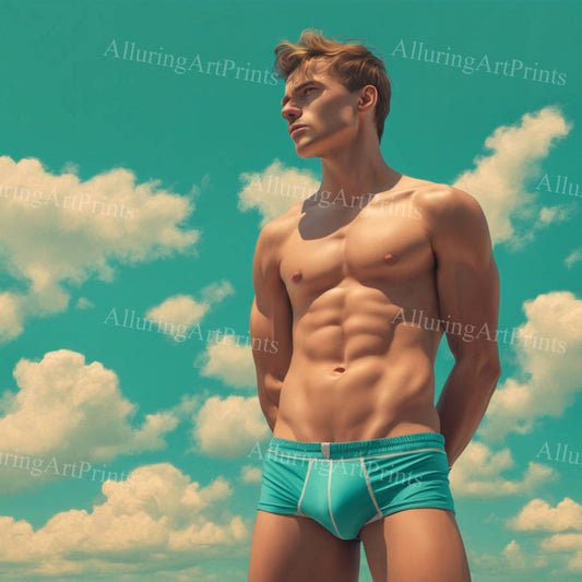 Male Model Muscular Digital Art AI Fantasy - 852B