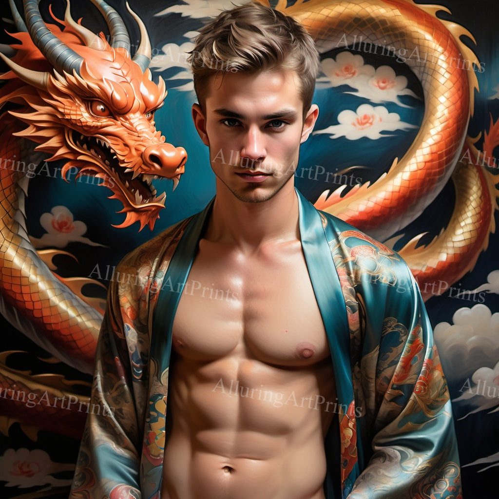 Male Model Muscular Digital Art AI Fantasy - 858B