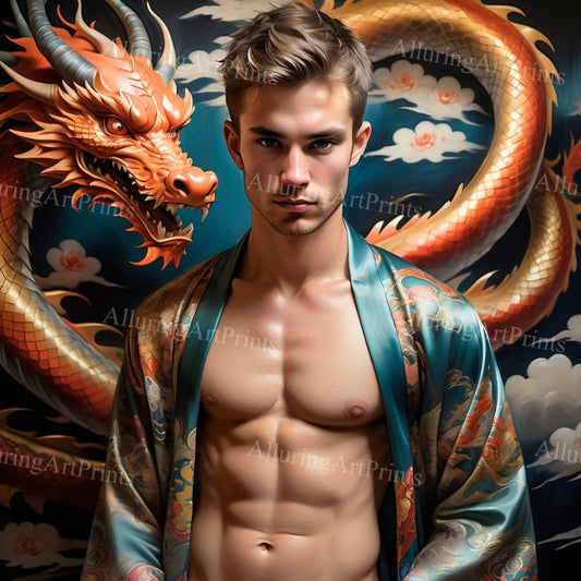 Male Model Muscular Digital Art AI Fantasy - 858B