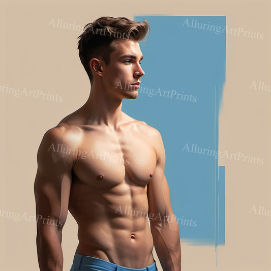 Male Model Muscular Digital Art AI Fantasy - 866B