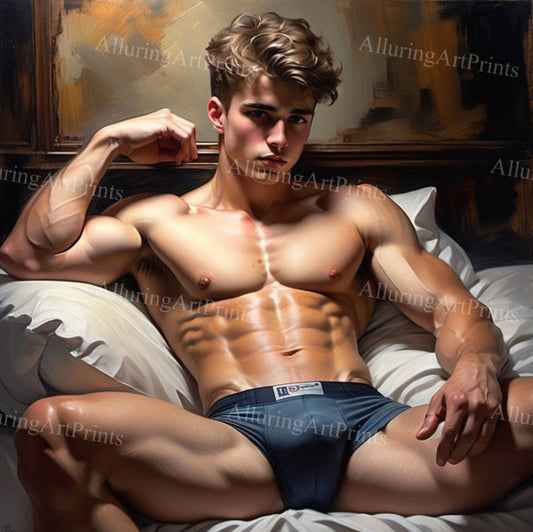 Male Model Muscular College Digital Art AI Fantasy - 868B