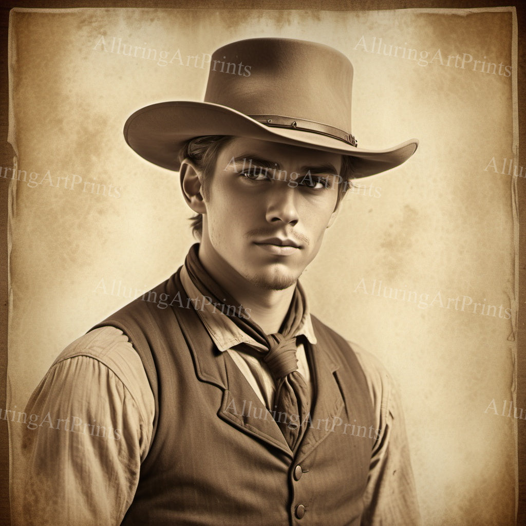 Male Model Muscular Cowboy Digital Art AI Fantasy - 873B