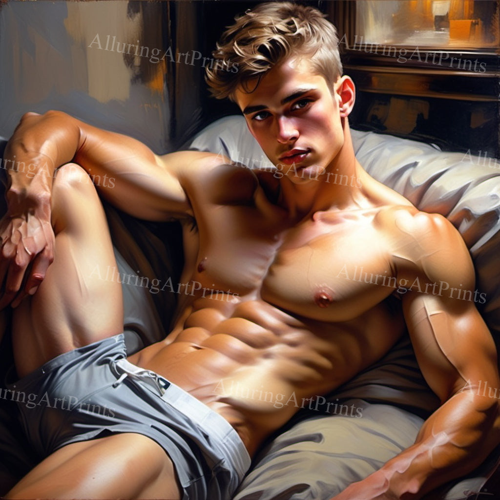 Male Model Muscular Digital Art AI Fantasy - 874B