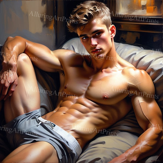 Male Model Muscular Digital Art AI Fantasy - 874B