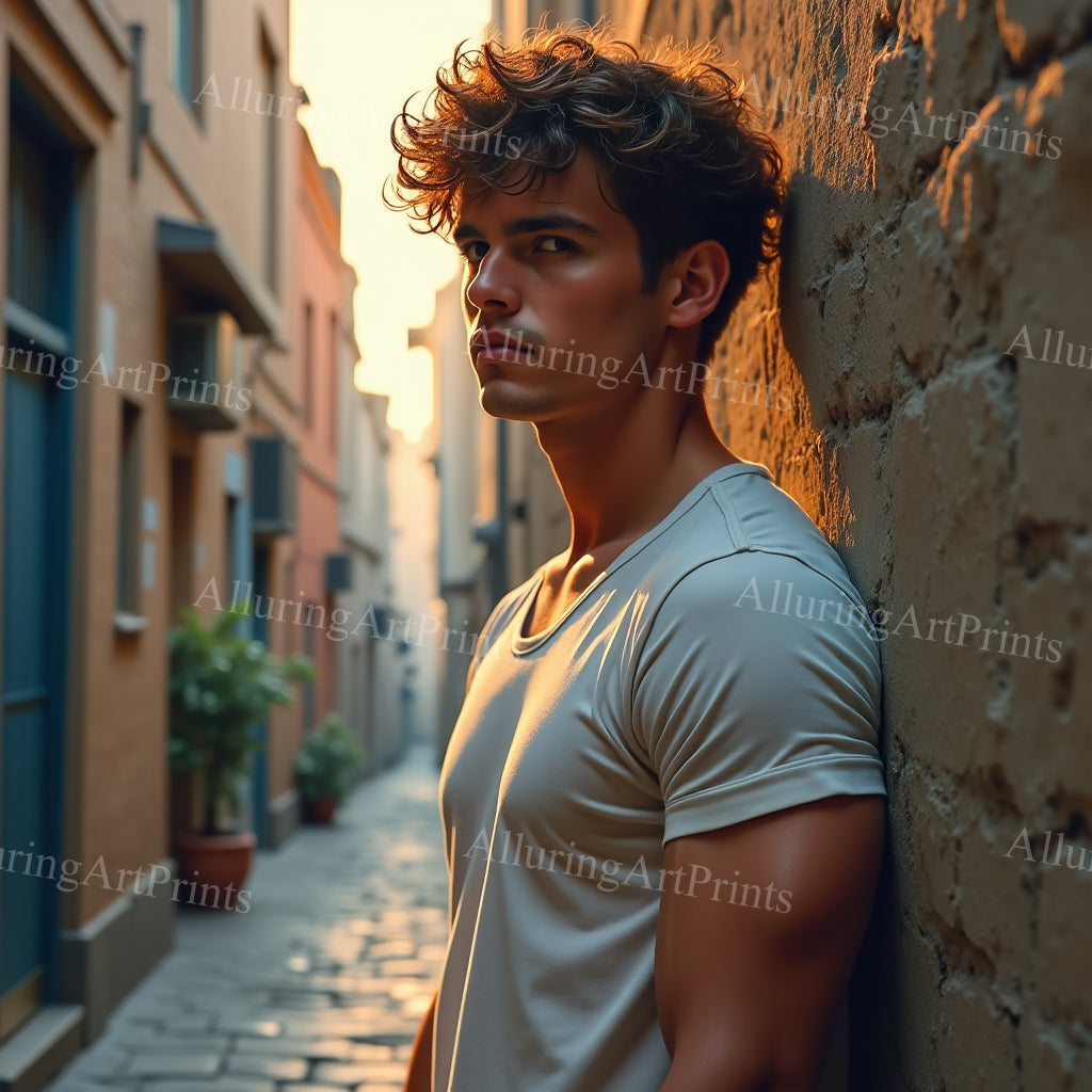 Male Model Muscular College Digital Art AI Fantasy - 886B