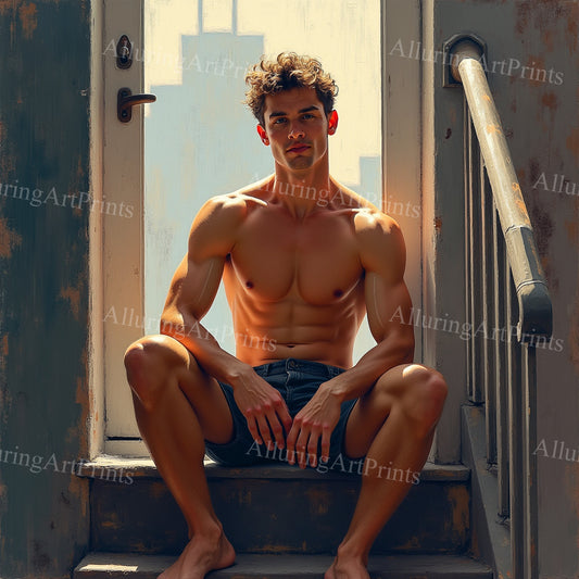 Male Model Muscular Digital Art AI Fantasy - 893B