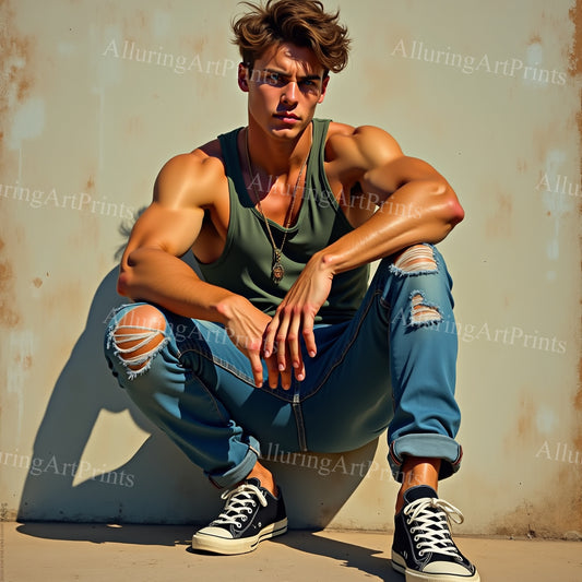 Male Model Muscular College Digital Art AI Fantasy - 897B