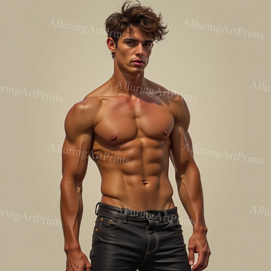 Male Model Muscular College Digital Art AI Fantasy - 929B