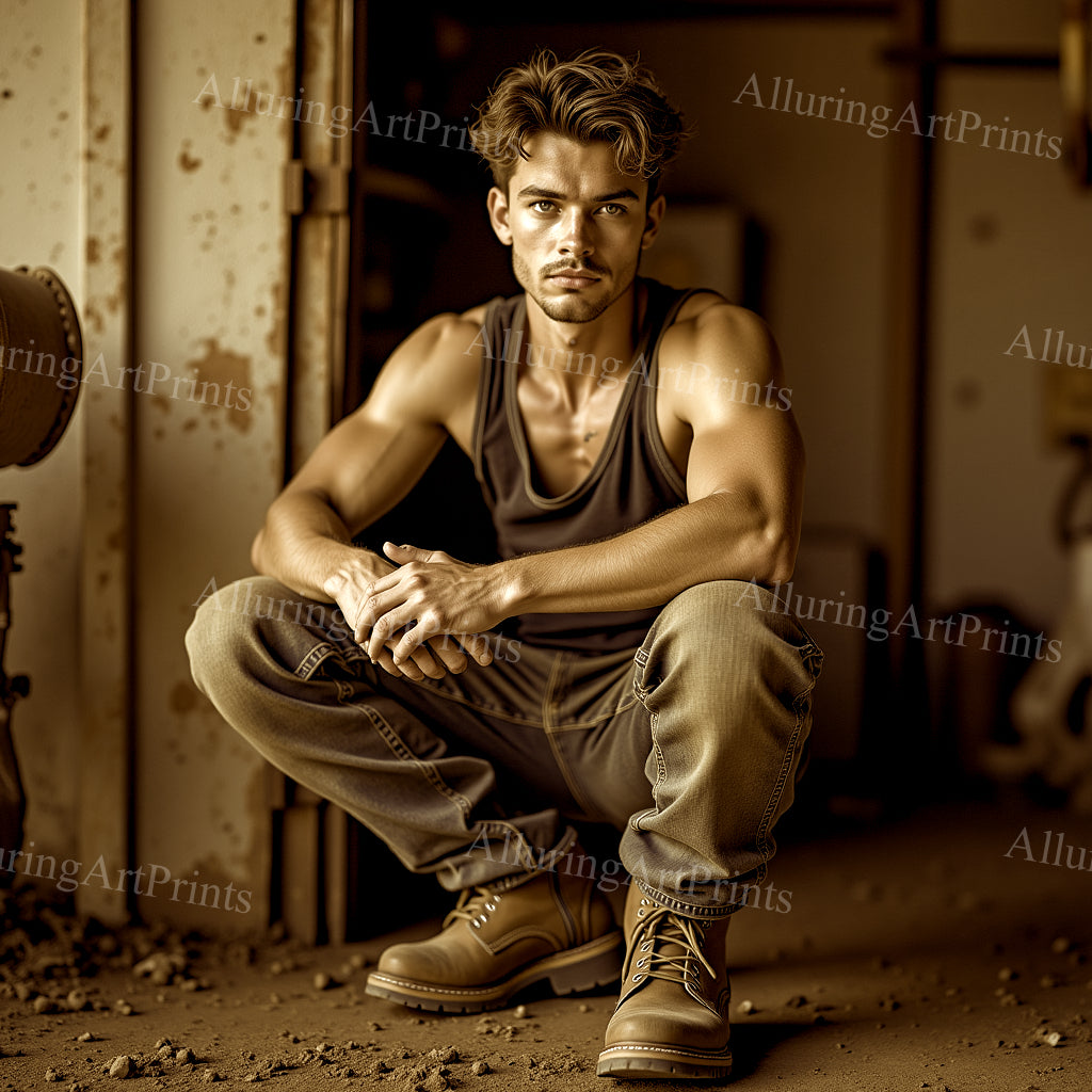 Male Model Muscular College Digital Art AI Fantasy - 933B