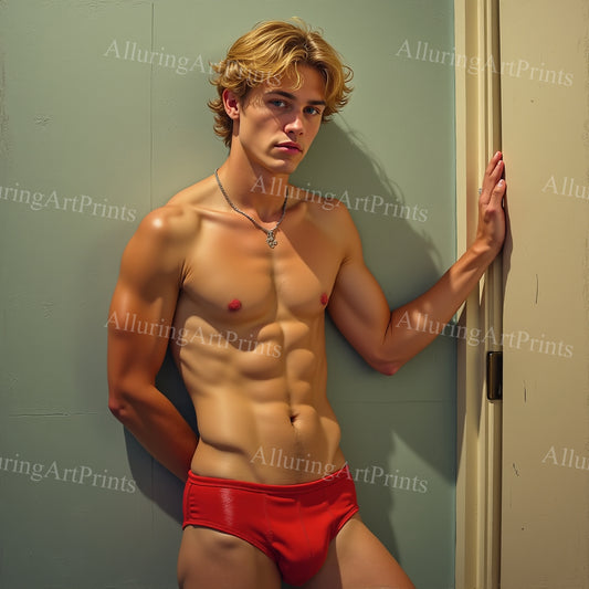 Male Model Muscular College Digital Art AI Fantasy - 935B