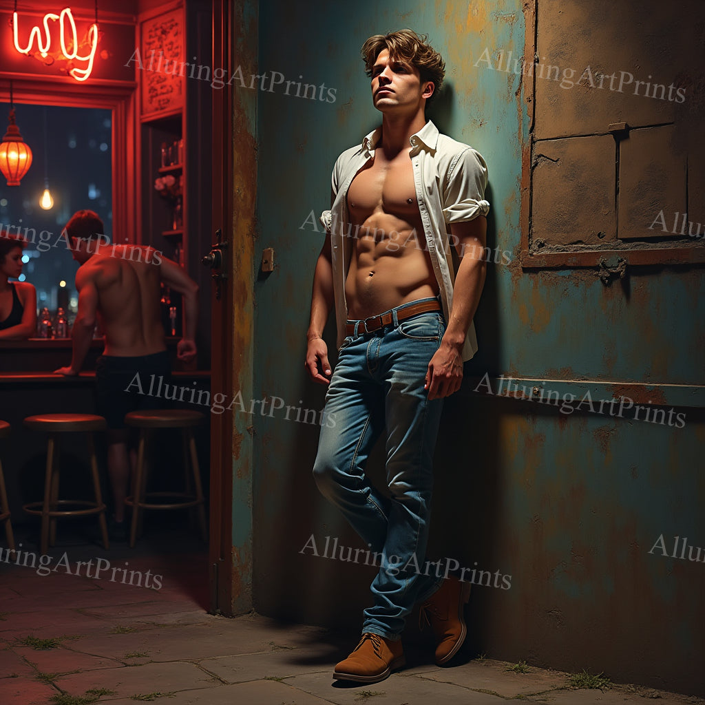 Male Model Muscular College Digital Art AI Fantasy - 937B